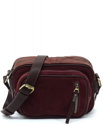 Real Suede Leather Boxy Crossbody Bag CJF120 PURPLE